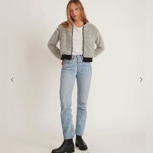 Marine Layer Birdseye Bomber jacket in Black/White Contrast